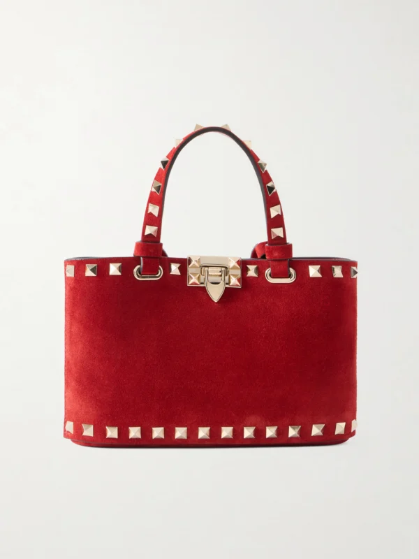 Valentino Garavani Rockstud Mini Embellished Suede Tote