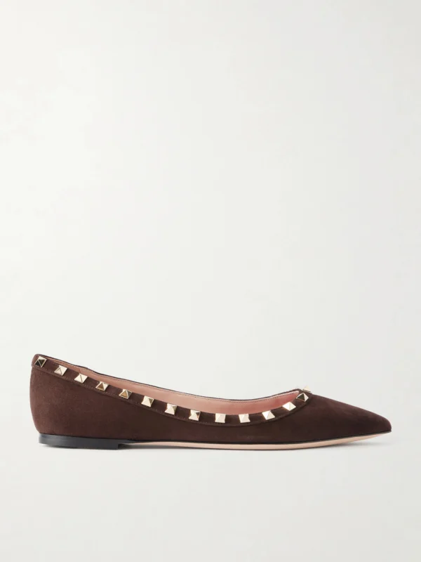 Valentino Garavani Rockstud Suede Ballet Flats