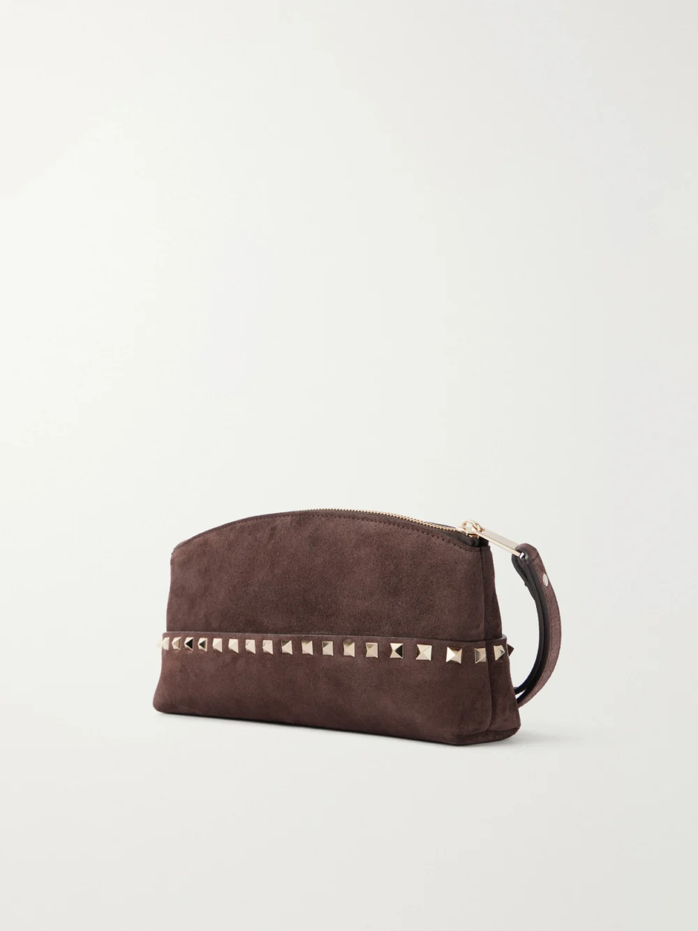 Back view of the Valentino Garavani Rockstud Suede Clutch