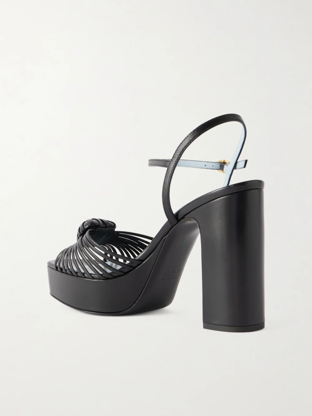 Back view of the Valentino Garavani Royal 115 Embellished Leather Platform Sandals