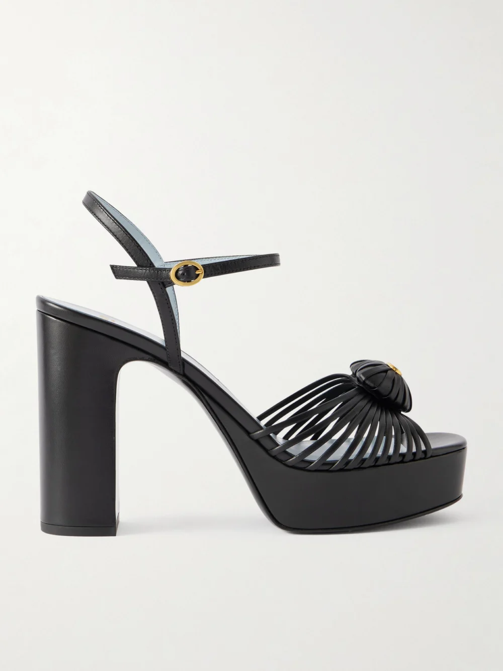 Valentino Garavani Royal 115 Embellished Leather Platform Sandals in black