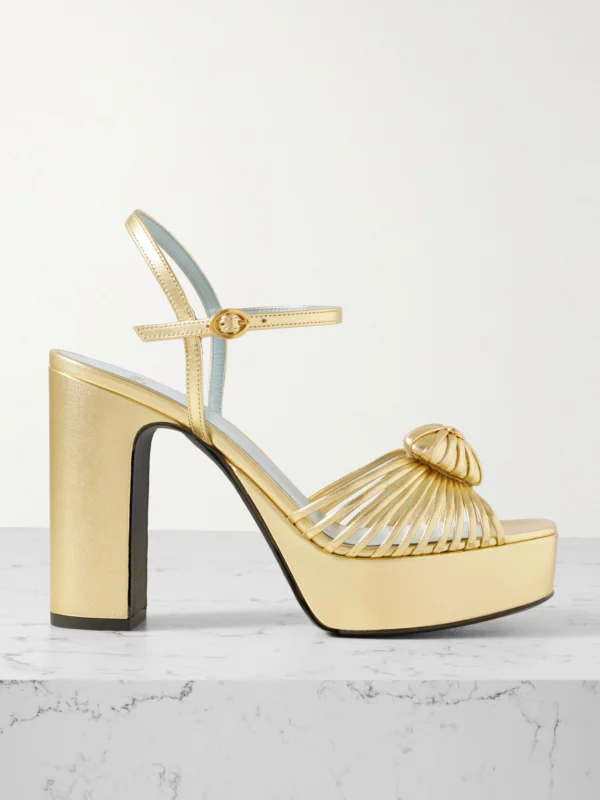 Valentino Garavani Royal 115 Embellished Metallic Leather Platform Sandals