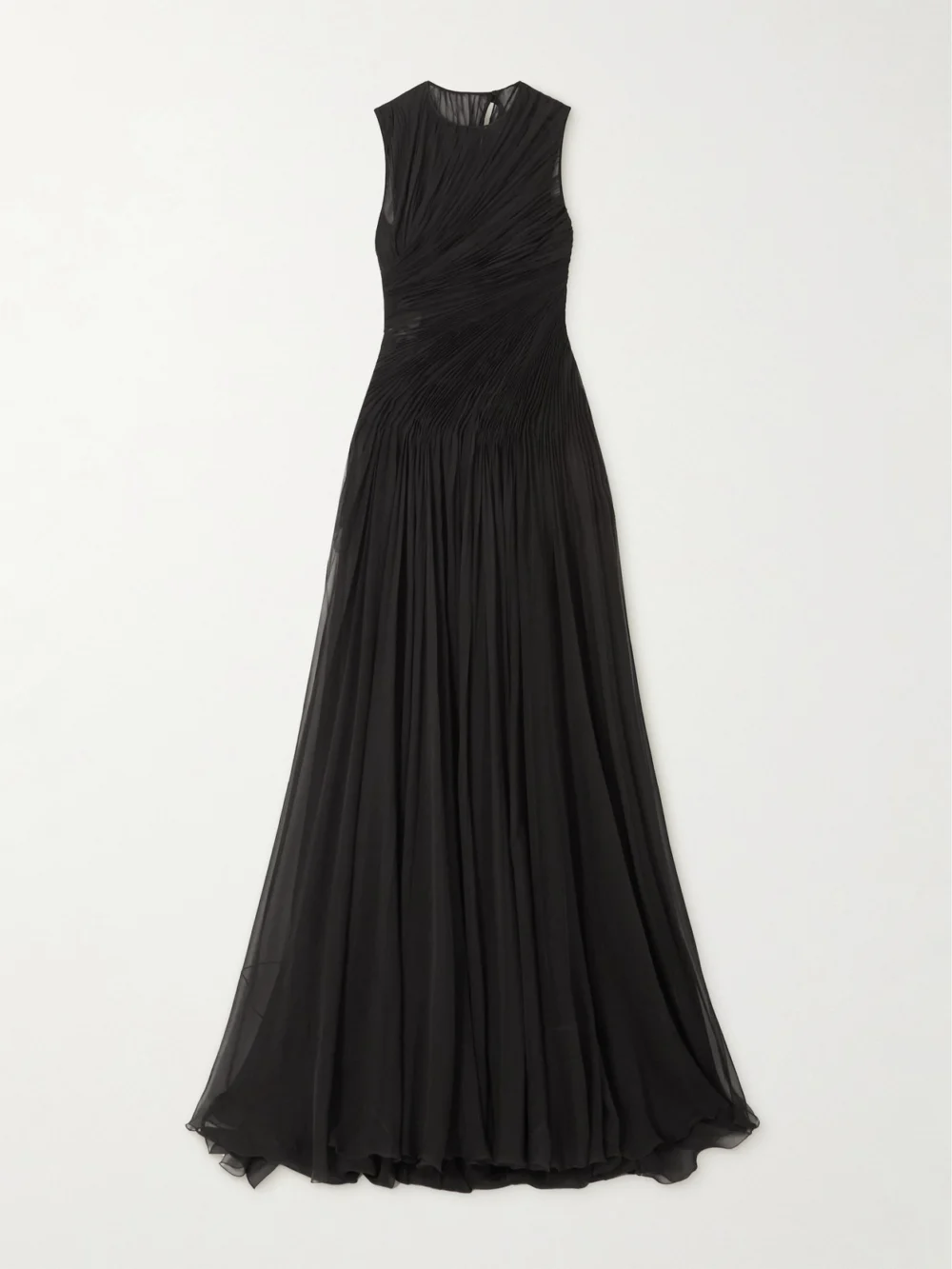 Valentino Garavani Ruched Pleated Silk-chiffon Gown in black
