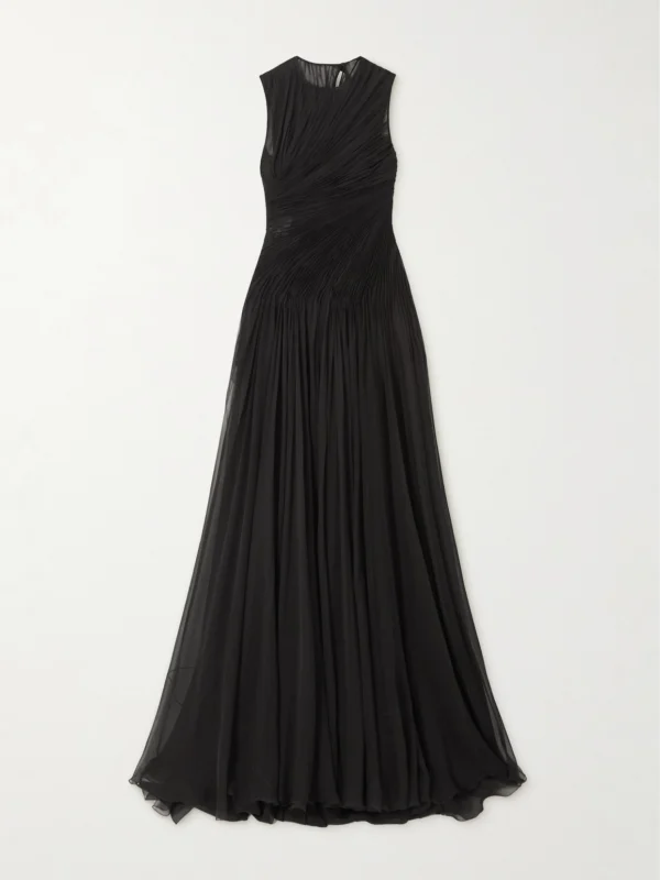 Valentino Garavani Ruched Pleated Silk-chiffon Gown