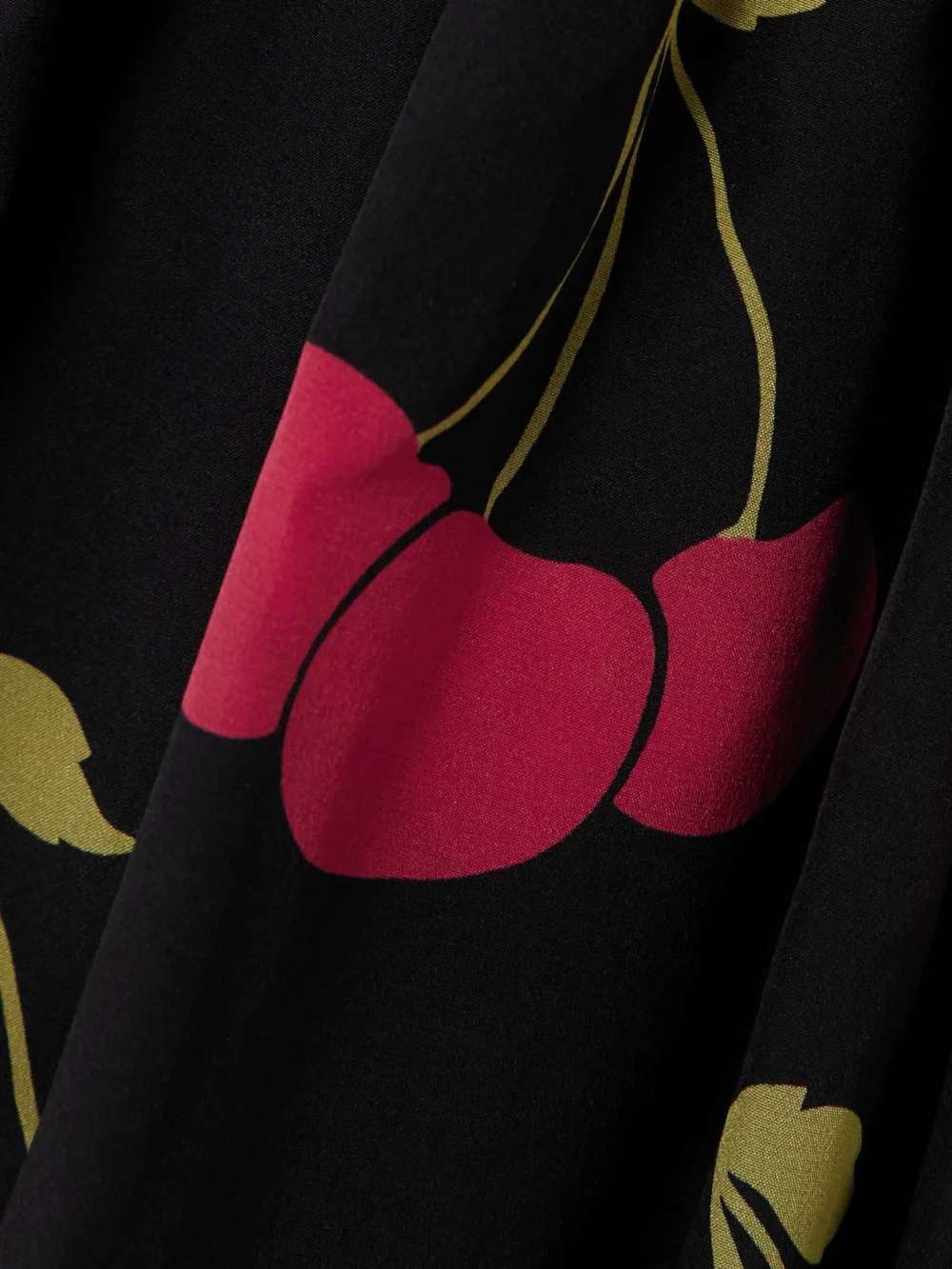 Close-up detail of the Valentino Garavani Ruched Velvet-trimmed Printed Silk-crepe Maxi Skirt