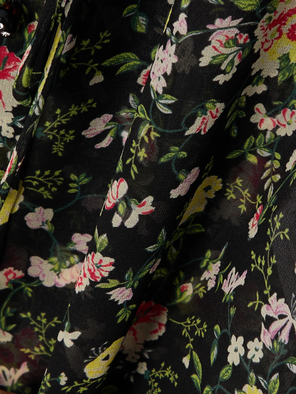 Close-up detail of the Valentino Garavani Ruffled Printed Silk-chiffon Blouse