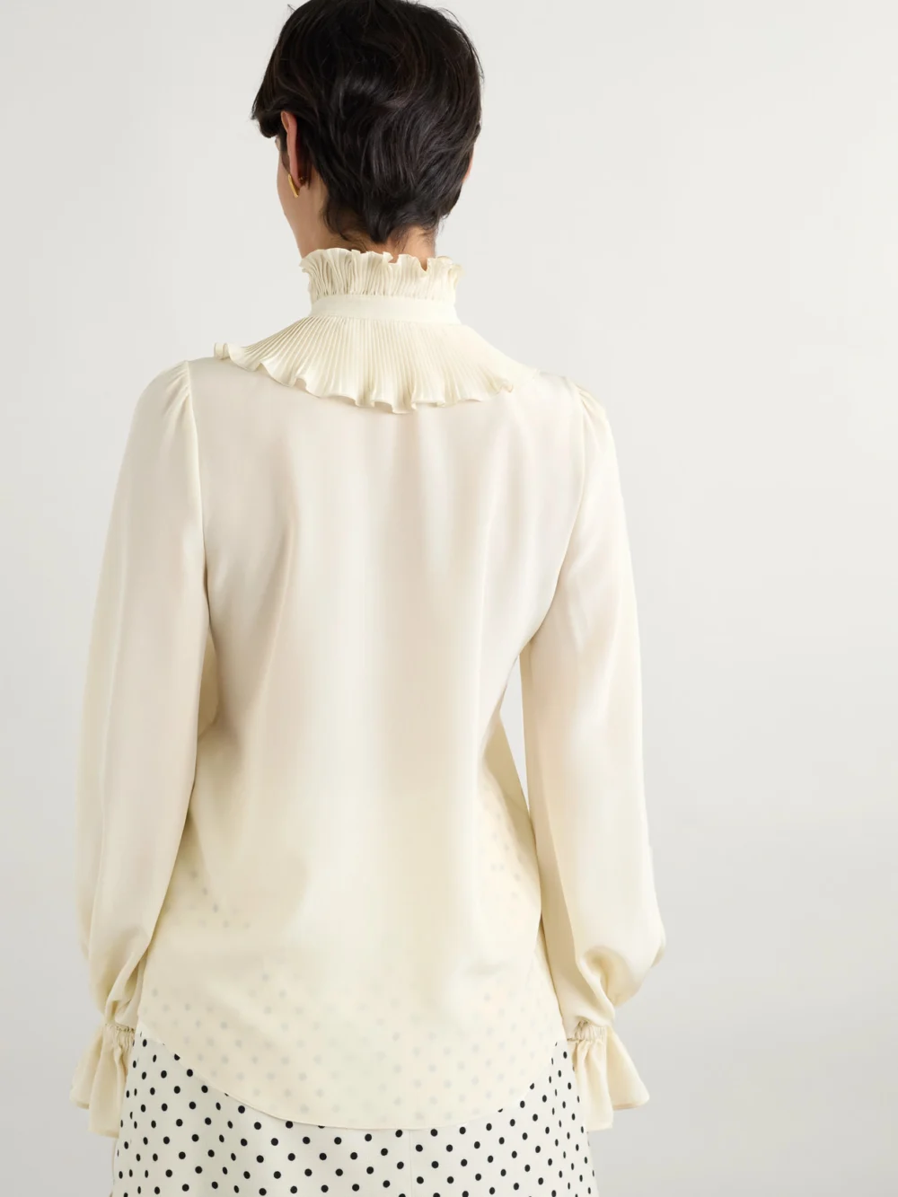 Back view of the Valentino Garavani Ruffled Silk Crepe De Chine Shirt