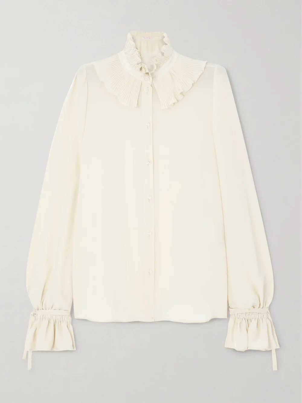 Valentino Garavani Ruffled Silk Crepe De Chine Shirt in beige