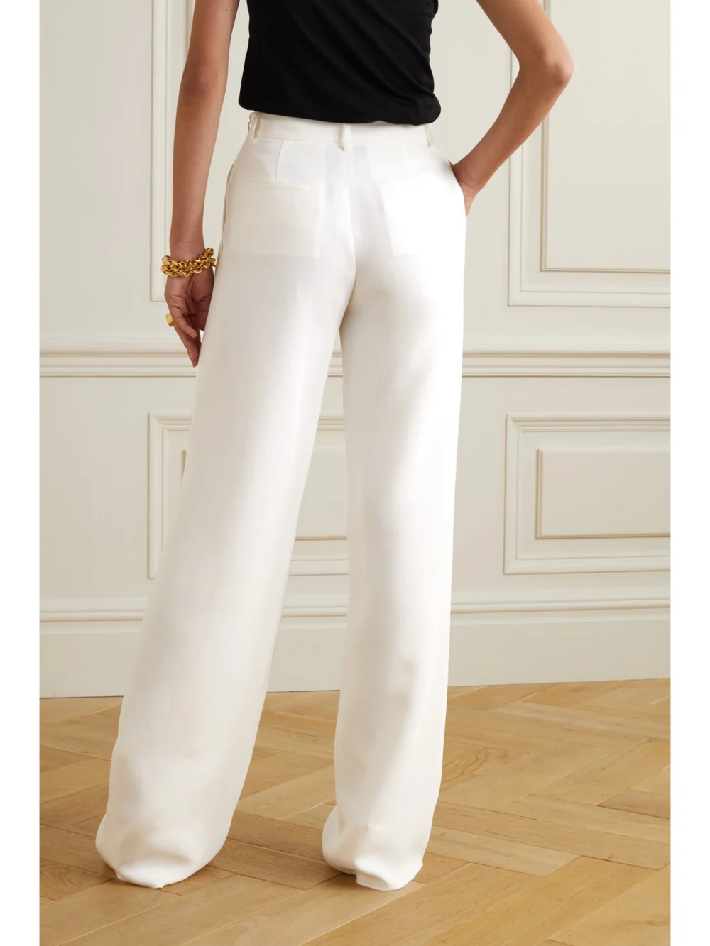 Back view of the Valentino Garavani Silk-crepe Wide-leg Pants