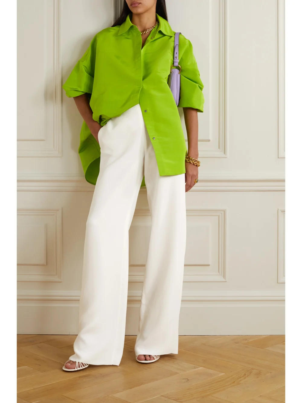 Valentino Garavani Silk-crepe Wide-leg Pants, worn by a model