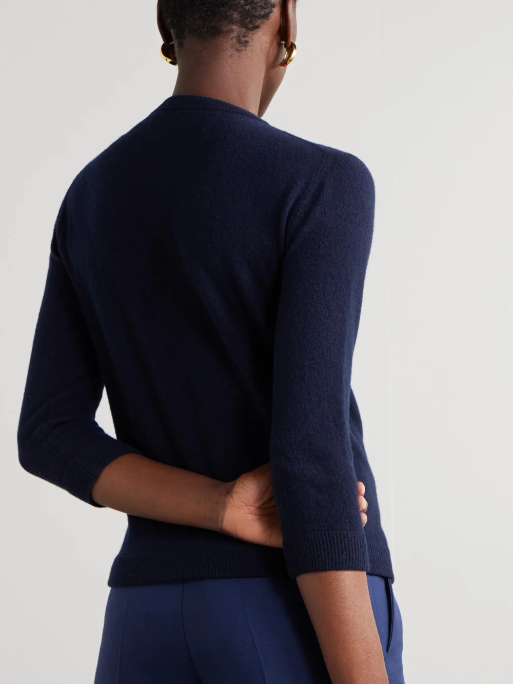 Back view of the Valentino Garavani Silk Satin-trimmed Wool Cardigan