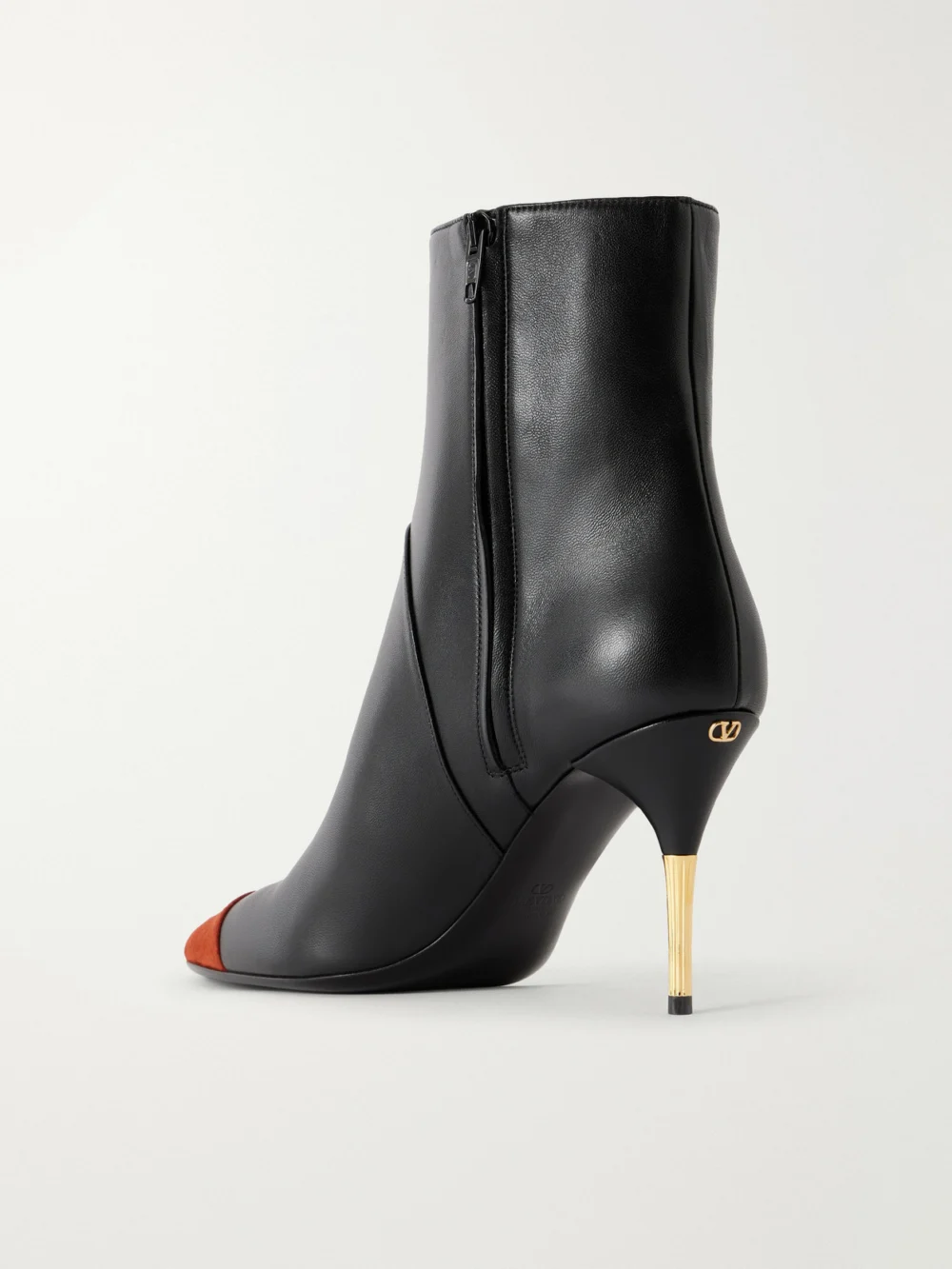 Back view of the Valentino Garavani Sinead Bootie 85 Suede-trimmed Leather Ankle Boots