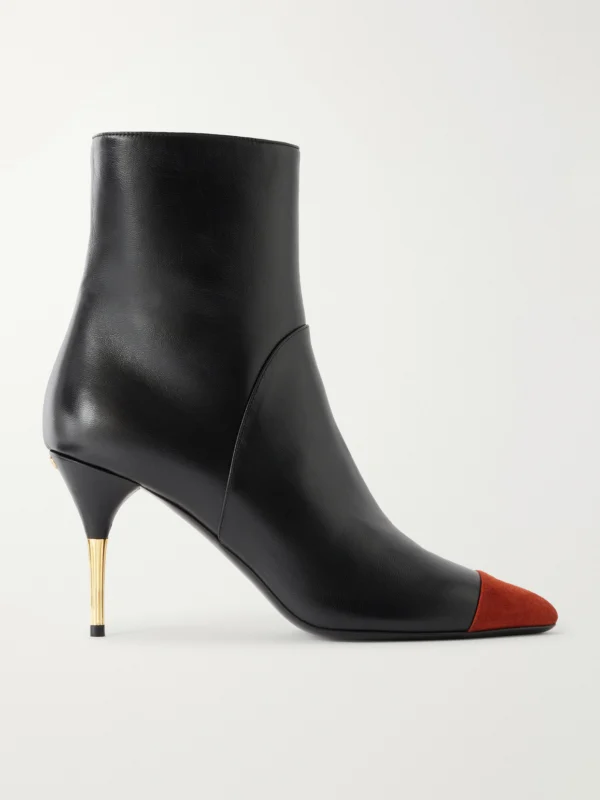 Valentino Garavani Sinead Bootie 85 Suede-trimmed Leather Ankle Boots