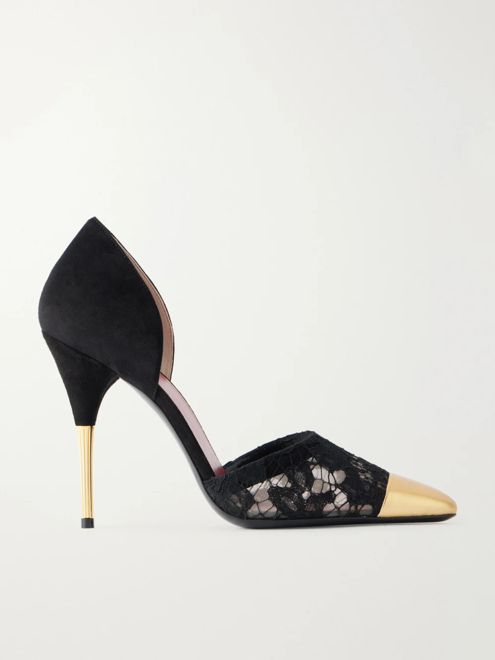 Valentino Garavani Sinead D'orsay 105 Suede-trimmed Lace Pumps in black
