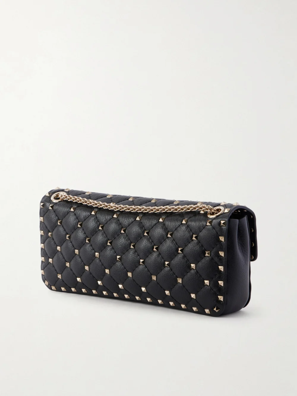 Back view of the Valentino Garavani Spike Small Studded Quilted Leather Shoulder Bag