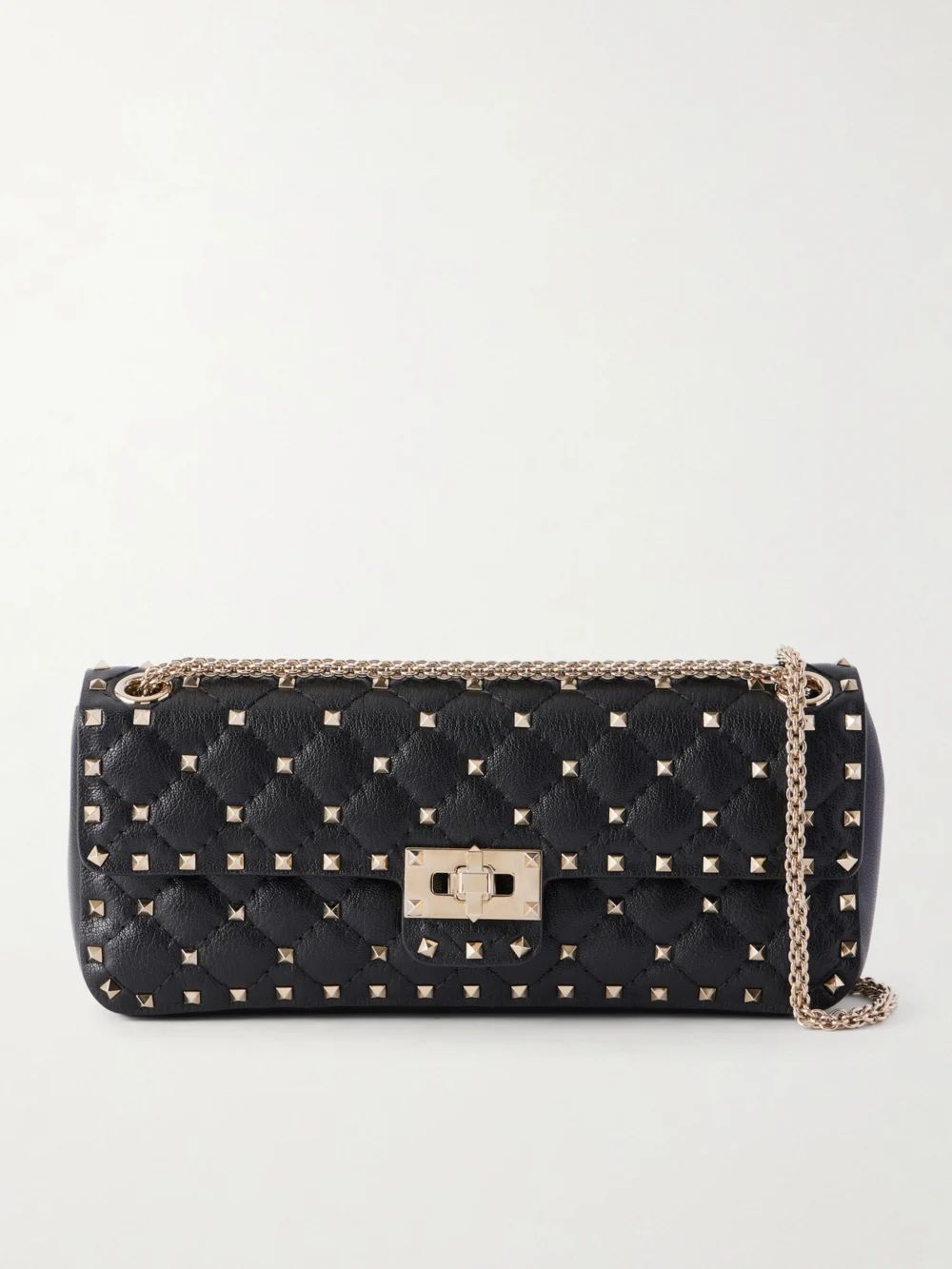 Valentino Garavani Spike Small Studded Quilted Leather Shoulder Bag in black