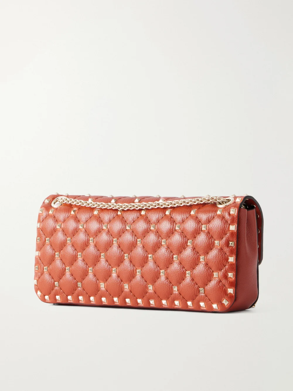 Back view of the Valentino Garavani Spike Small Studded Quilted Leather Shoulder Bag