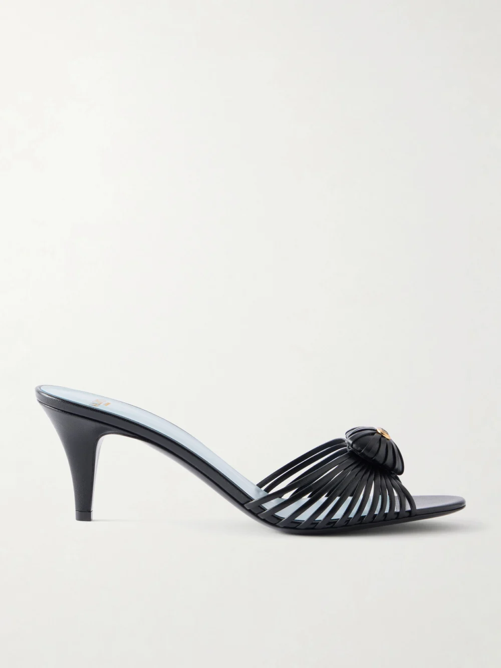 Valentino Garavani Striped Leather Mid Heel in black