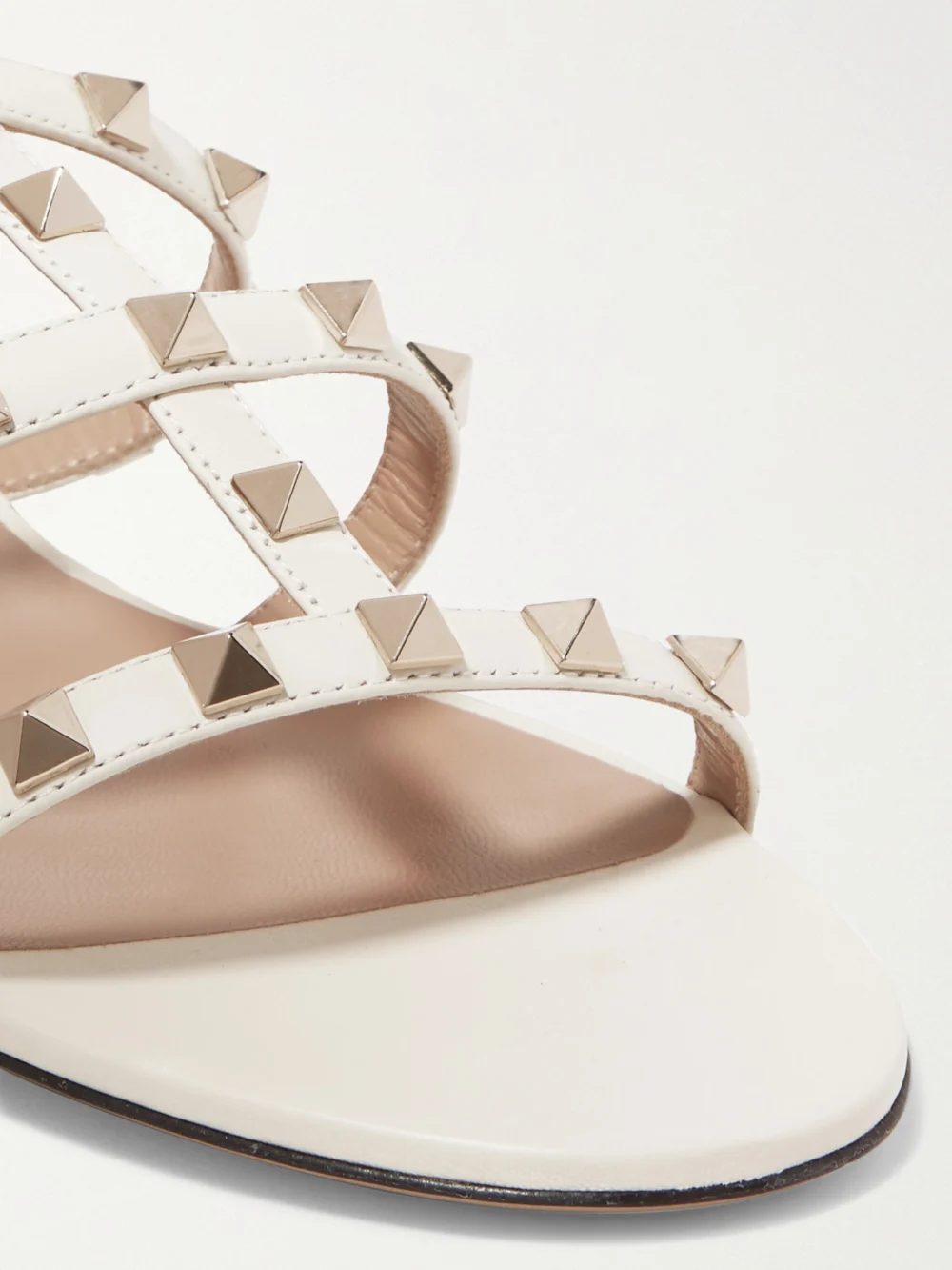 Close-up detail of the Valentino Garavani The Rockstud Leather Sandals