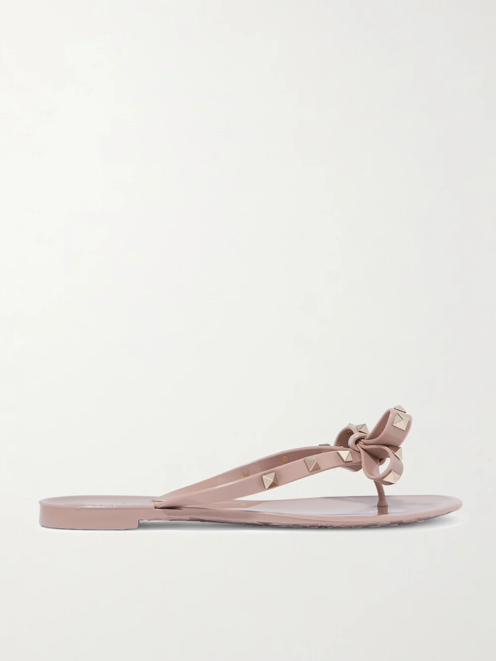 Valentino Garavani The Rockstud Rubber Flip Flops in antique rose