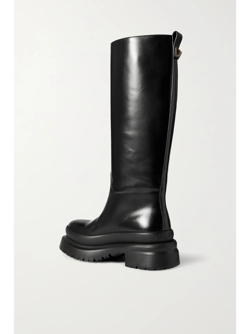 Back view of the Valentino Garavani Valentino Garavani Roman Stud Leather Knee Boots