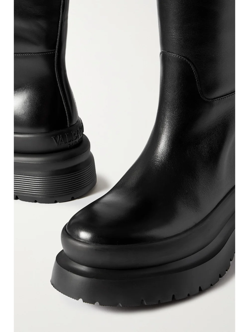 Close-up detail of the Valentino Garavani Valentino Garavani Roman Stud Leather Knee Boots
