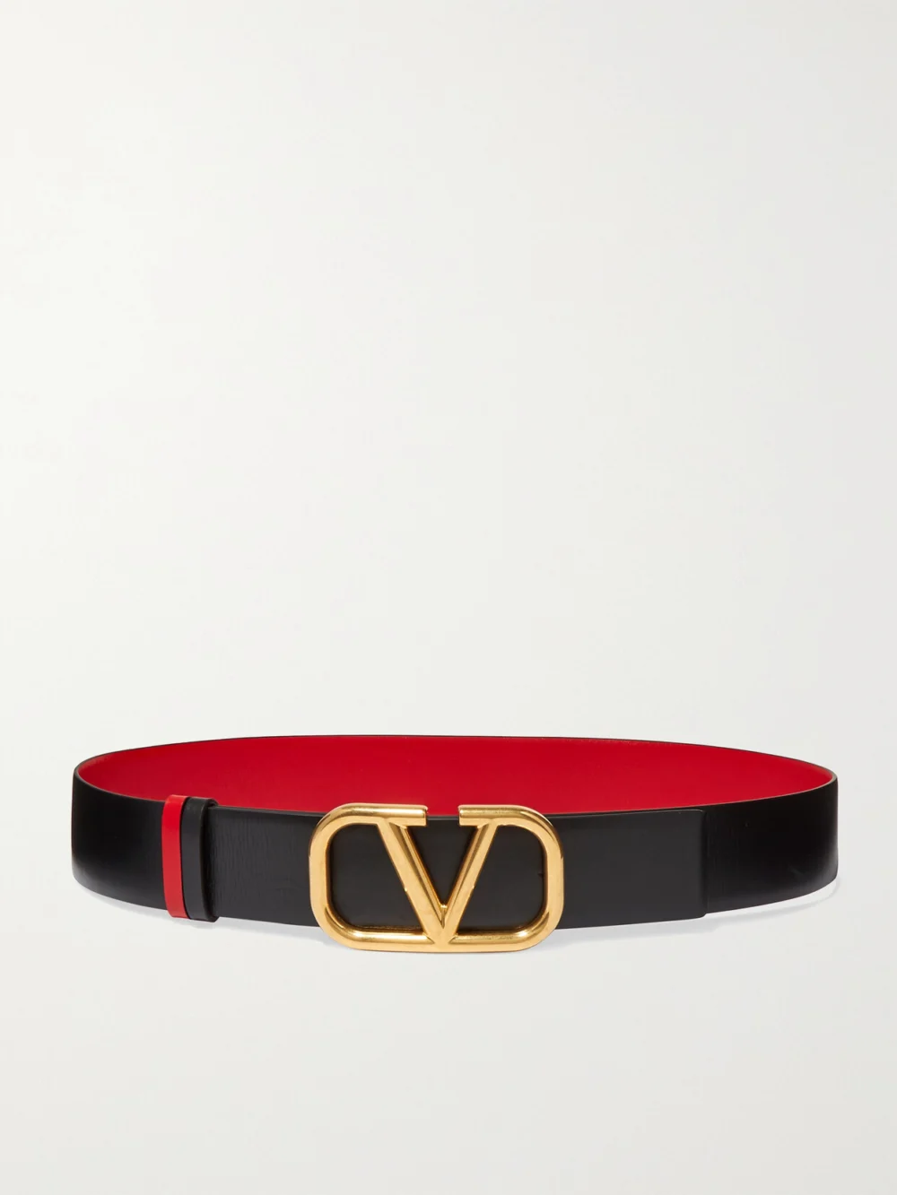 Valentino Garavani Valentino Garavani Vlogo Reversible Leather Belt in black
