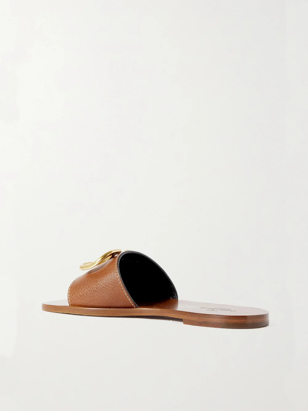 Back view of the Valentino Garavani Valentino Garavani Vlogo Textured-leather Slides