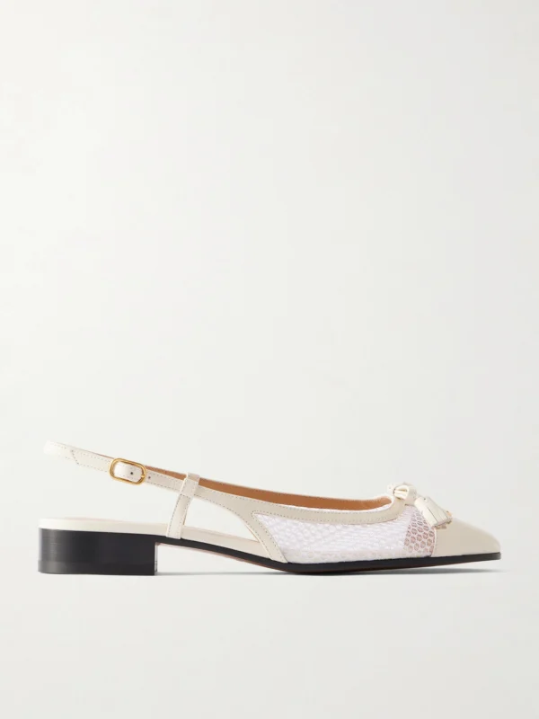 Valentino Garavani Valet Du Roi 25 Tasseled Leather and Mesh Slingback Ballet Flats
