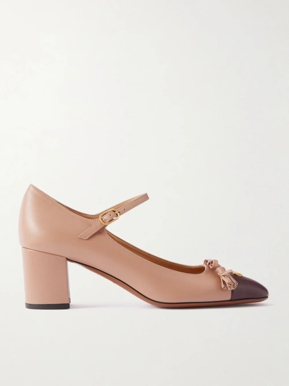Valentino Garavani Valet Du Roi 60 Tasseled Bow-embellished Two-tone Leather Pumps in blush