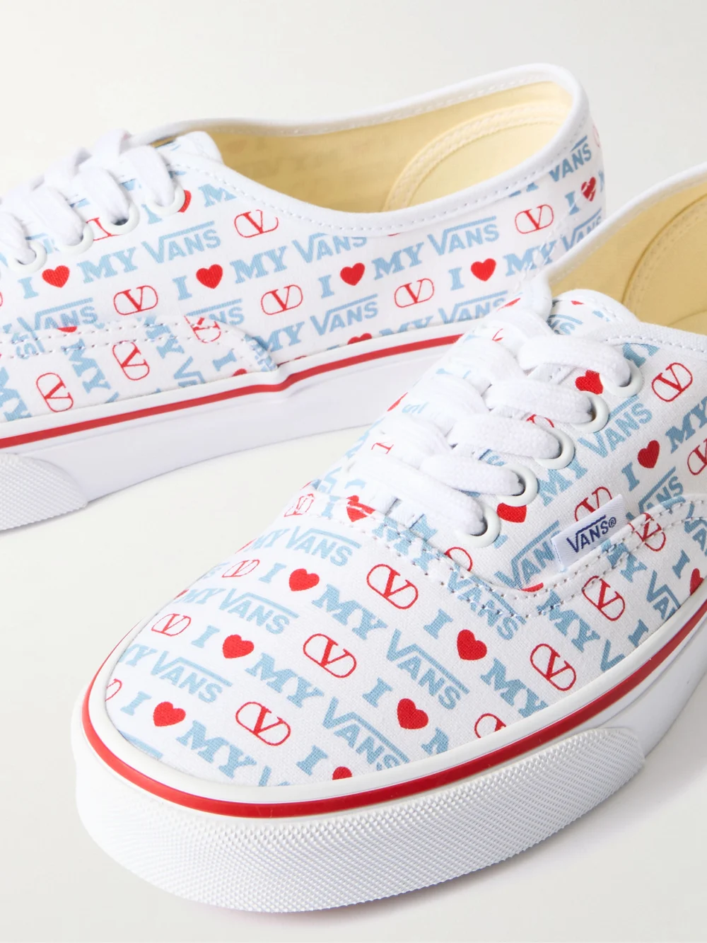 Close-up detail of the Valentino Garavani + Vans Authentic Printed Canvas Sneakers