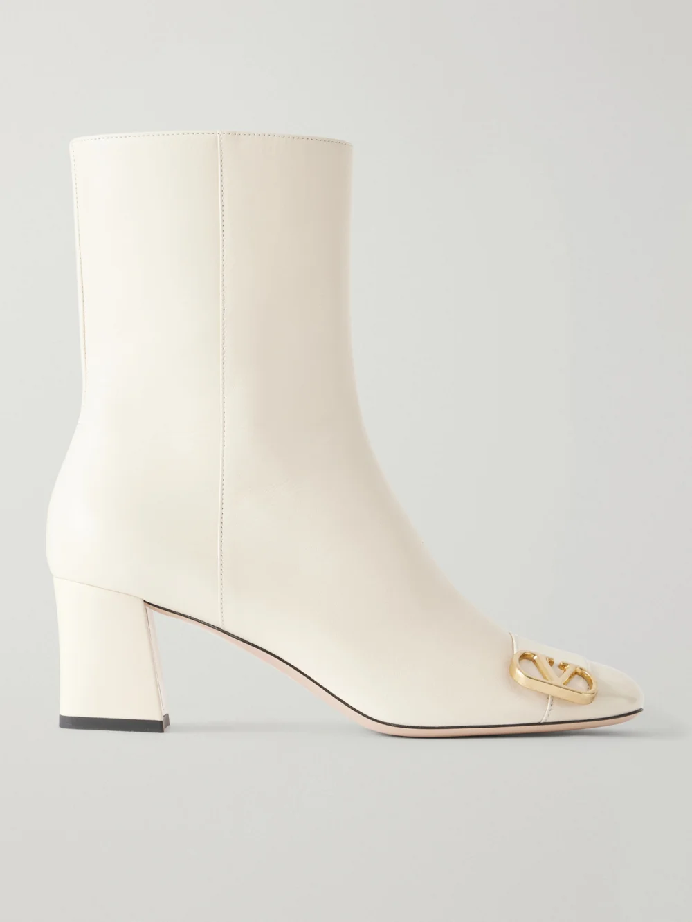Valentino Garavani Veeside 60 Vlogo-embellished Leather Ankle Boots in cream