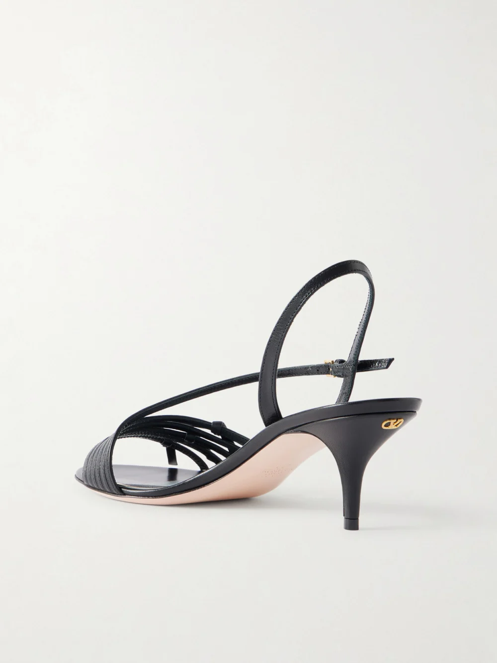 Back view of the Valentino Garavani Vg Nodine 55 Bow-detailed Leather Slingback Sandals
