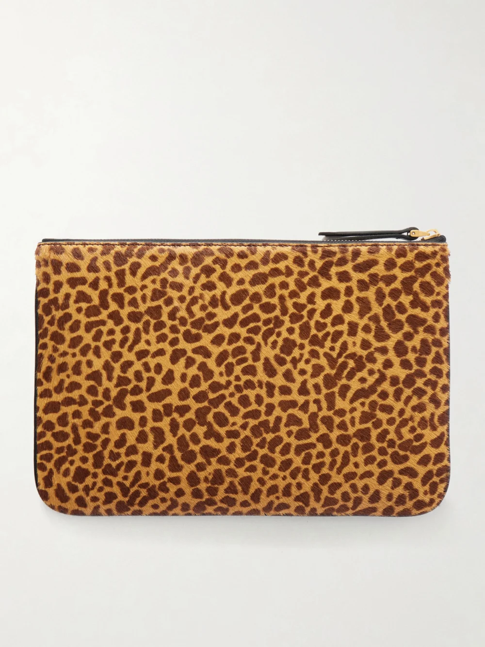 Back view of the Valentino Garavani Viva Superstar Medium Leather-trimmed Leopard-print Calf Hair Clutch
