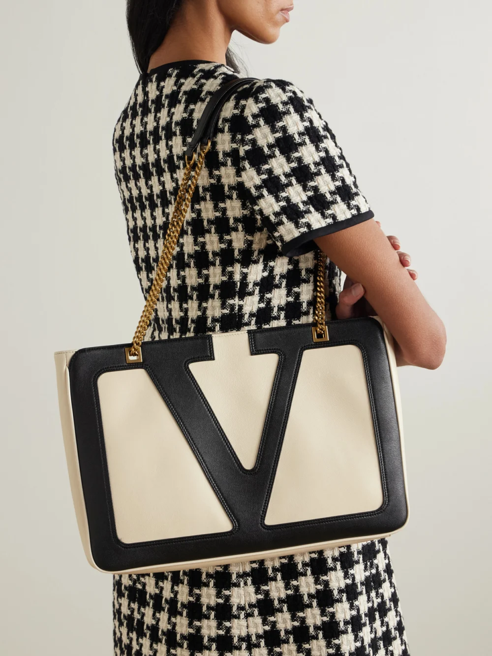 Valentino Garavani Viva Superstar Medium Two-tone Leather Shoulder Bag, styled view