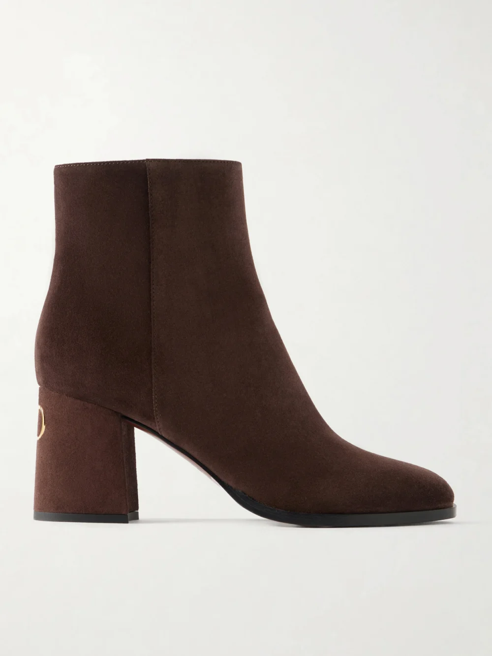 Valentino Garavani Vlogo 80 Bootie Fawcette Suede Ankle Boots in dark brown