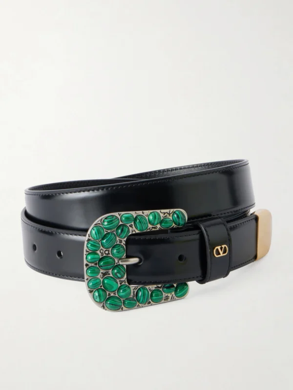 Valentino Garavani Vlogo Embellished Leather Belt