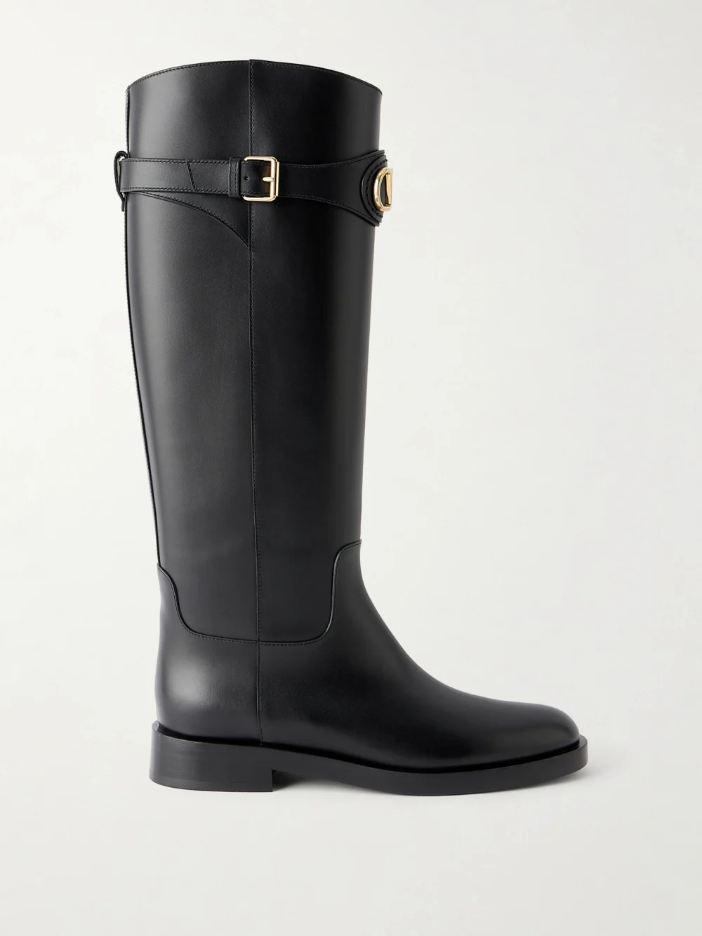 Valentino Garavani Vlogo-embellished Leather Boots in black