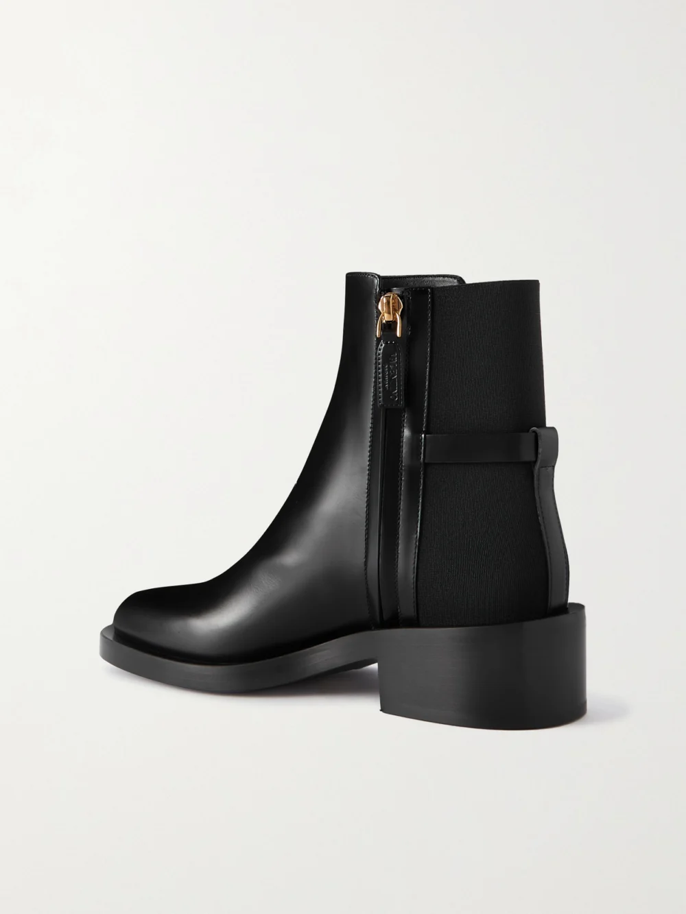 Back view of the Valentino Garavani Vlogo Embellished Leather Chelsea Boots