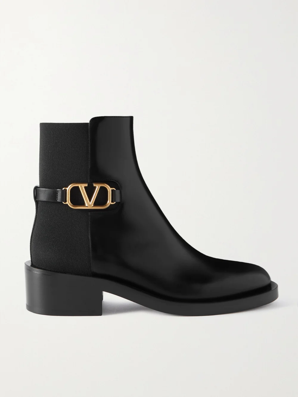 Valentino Garavani Vlogo Embellished Leather Chelsea Boots in black