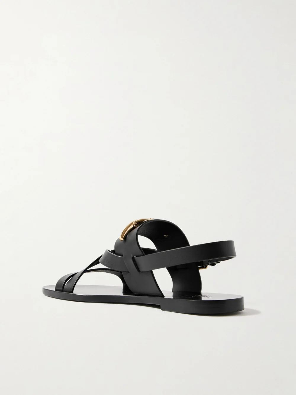 Back view of the Valentino Garavani Vlogo Embellished Leather Sandals
