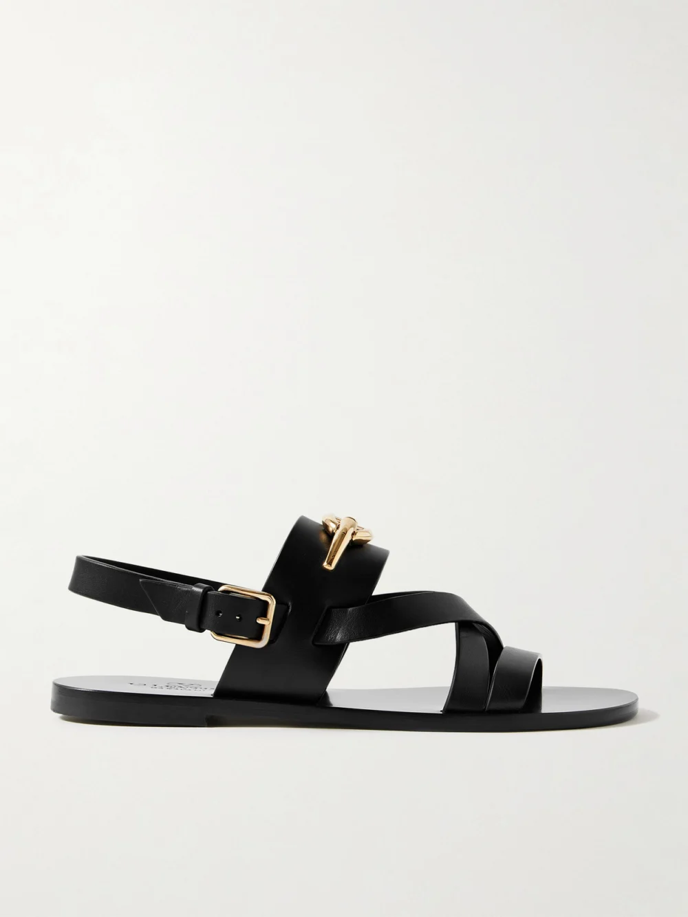 Valentino Garavani Vlogo Embellished Leather Sandals in black