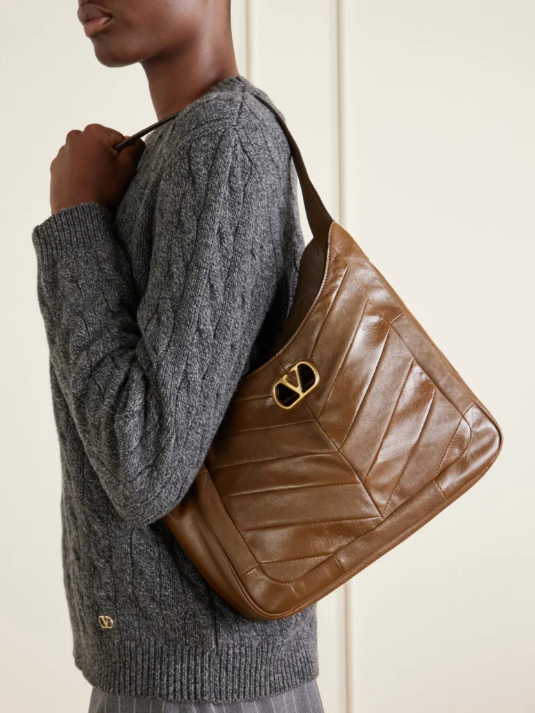 Valentino Garavani Vlogo-embellished Patchwork Leather Shoulder Bag