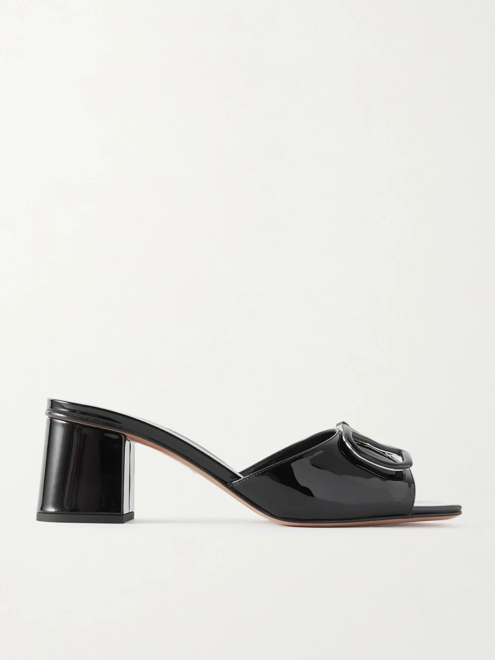 Valentino Garavani Vlogo Embellished Patent-leather Mules in black