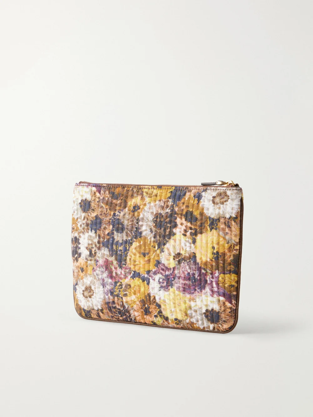Back view of the Valentino Garavani Vlogo Floral-print Moire Clutch