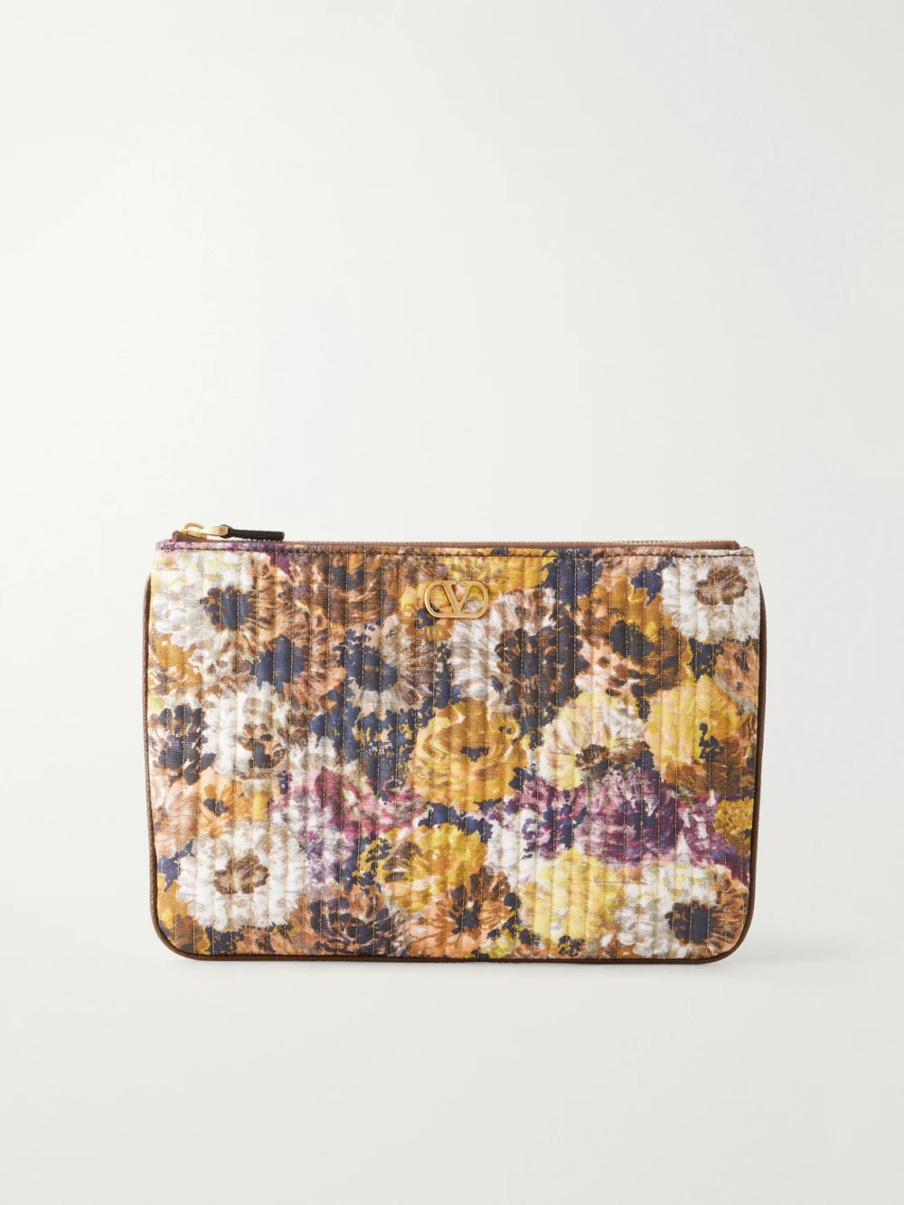 Valentino Garavani Vlogo Floral-print Moire Clutch in multi
