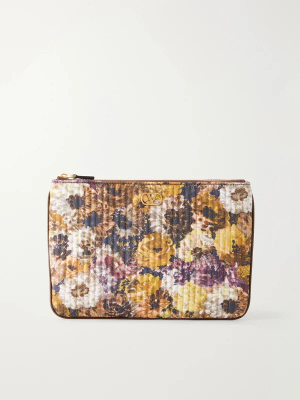 Valentino Garavani Vlogo Floral-print Moire Clutch