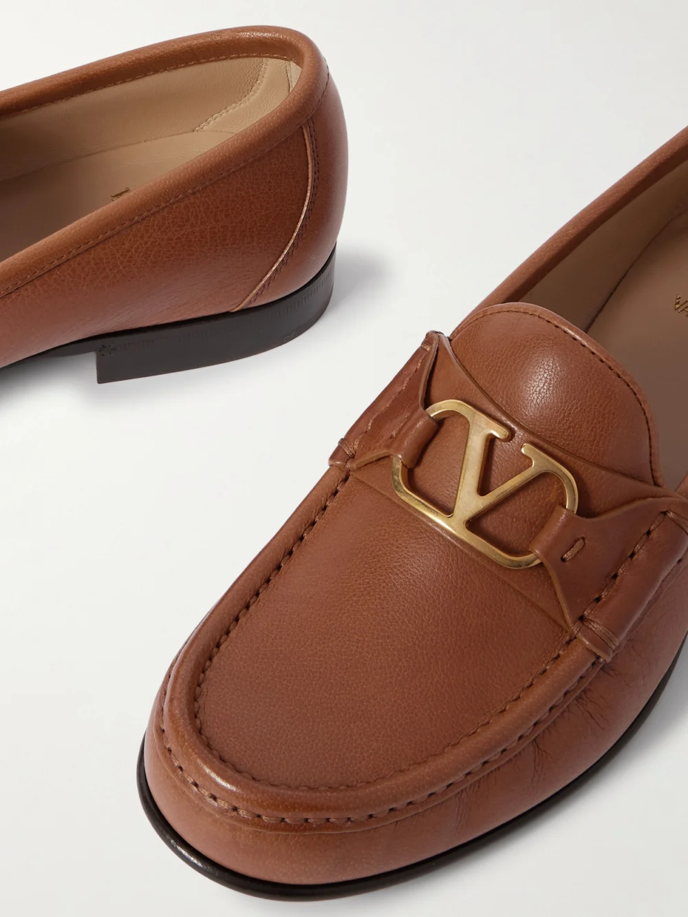 Close-up detail of the Valentino Garavani Vlogo Signature 20 Leather Loafers