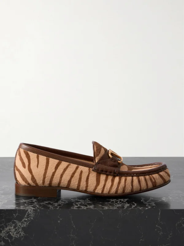Valentino Garavani Vlogo Signature 20 Leather-trimmed Zebra-print Calf Hair Loafers