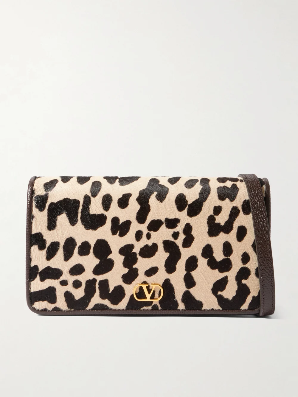 Valentino Garavani Vlogo Signature Mini Leopard-print Calf Hair and Textured-leather Shoulder Bag in leopard print
